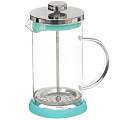 Френч-пресс 0.6 л, стекло, металл, силикон, бирюзовый