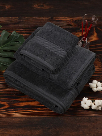 Полотенце банное 100х180 см, 100% хлопок, 500 г/м2, Spa, Barkas, темно-серое, Узбекистан, AI-3105024