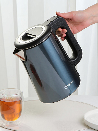 Чайник электрический Lofter, CZ-S180, графит, 1.7 л, скрытый нагревательный элемент, 1800 Вт, скрытый нагревательный элемент, автоотключение, нержавеющая сталь