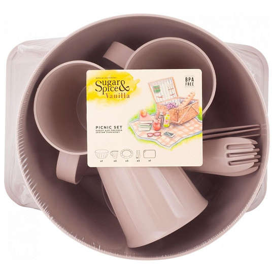 Набор для пикника на 3 персоны, 14 предметов, латте, Sugar&amp;Spice, Vanilla, SE181612005