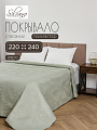 Покрывало евро, 220х240 см, 100% полиэстер, стеганое, Silvano, Фауна, пудрово-зеленое