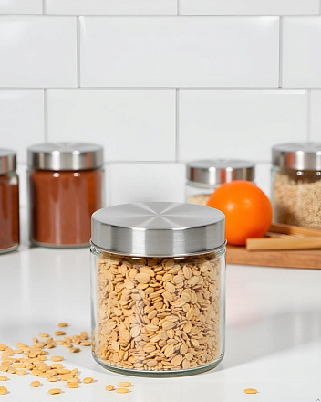 Банка для сыпучих продуктов, стекло, 0.7 л, с крышкой, Классика, Y4-3574