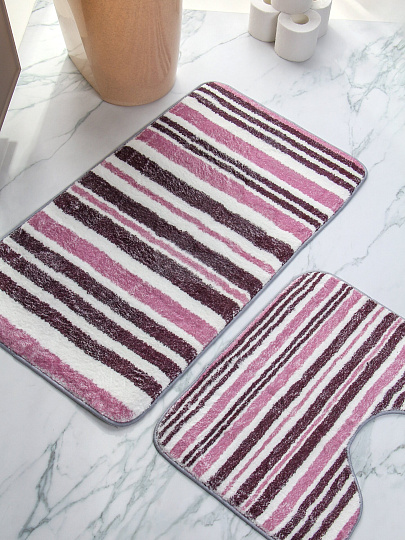 Коврик для ванной и туалета, 0.5х0.8 м, микрофиб, полосатый, Y4-9949
