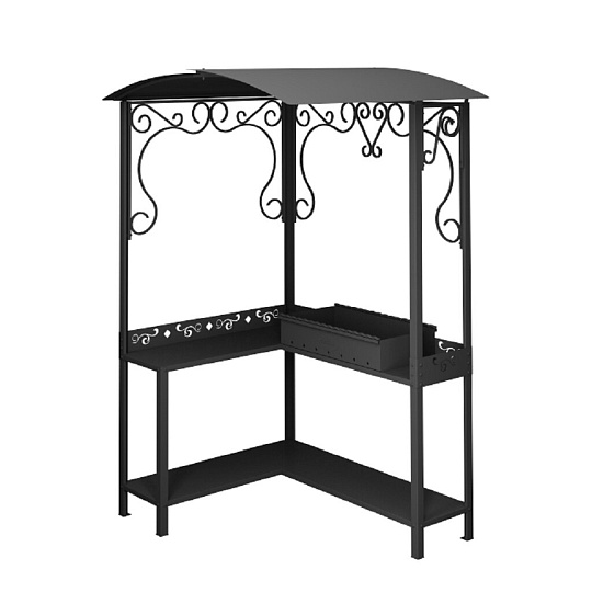 Мангал 1481х1186х2094 мм, 3 мм, разборный, стационарная крыша, Grillux, Grill Area, ВЗР2451/ВЗР2469