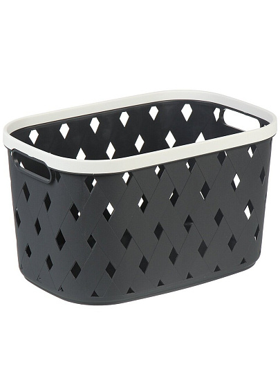 Корзина для хранения, 36.8х25.2х21.2 см, плетеная, пластик, серая, Y4-8602