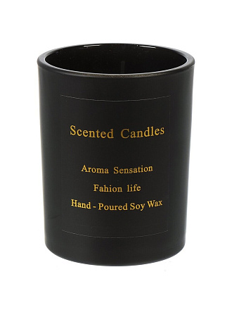 Свеча декоративная, 10х8 см, в стакане, черная, Цветы апельсина, воск, A030140