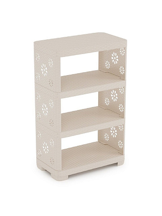 Полка для обуви, пластик, 4 секции, 30х52х82.5 см, разборная, слоновая кость, Альтернатива, Плетенка №2, М2521