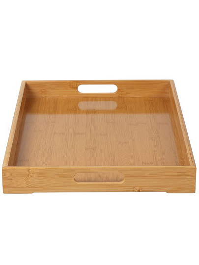Поднос бамбук, 46х33х4.5 см, прямоугольный, с ручками, Y4-7927