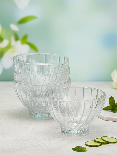 Салатник стекло, круглый, 4 шт, 10.9 см, 0.29 л, Букет, Pasabahce, 530226B