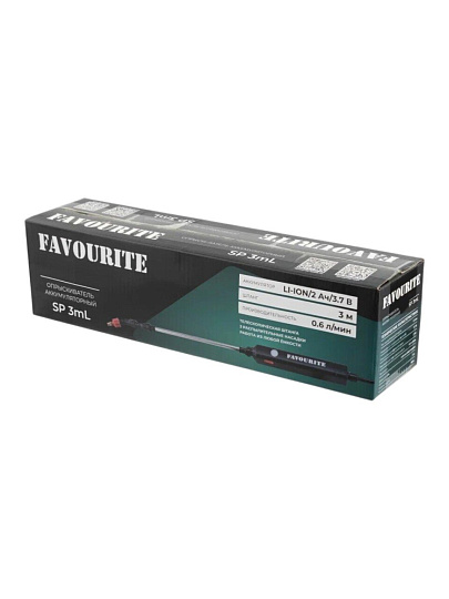 Опрыскиватель садовый аккумуляторный, Favourite, Li-ion, 2 А.ч, 3.7 В, пластик, 0.6 л/мин, 3 м, SP 3mL