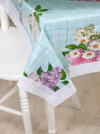 Скатерть Колорит, ПВХ, в ассортименте, 130(140)х180 см, край винил, кружево