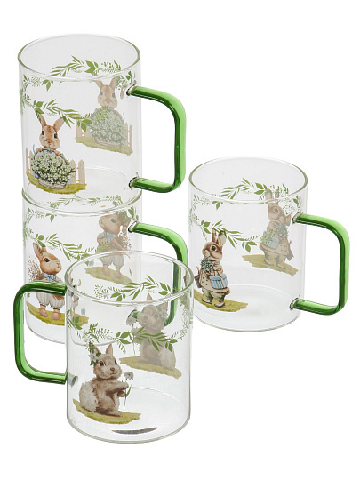 Набор кружек стекло, 4 шт, 400 мл, BUNNY TALE, Sirocco, GC2636