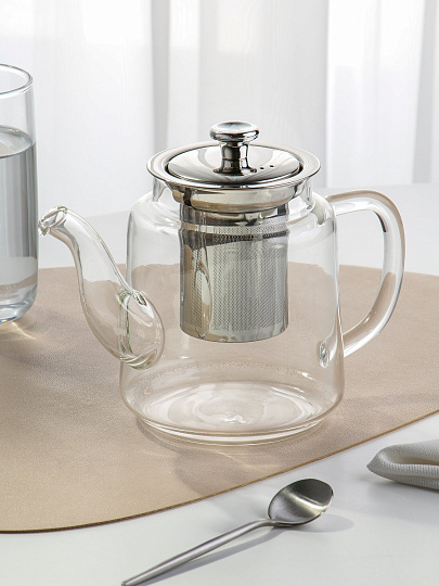 Чайник заварочный стекло, 0.8 л, с ситечком, B050162
