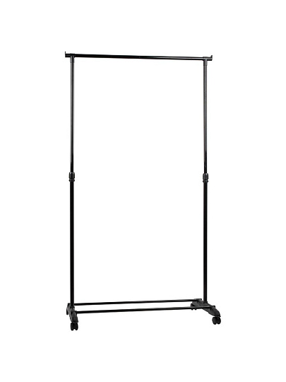 Вешалка напольная металл, пластик, с колесами, полка для обуви, телескопическая, 10 кг, 311403, 80x42x92-160 см