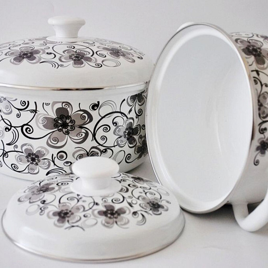 Набор эмалированной посуды Керченский металлургический завод Николь-1, (кастрюля 2+3+4 л), 6 предметов