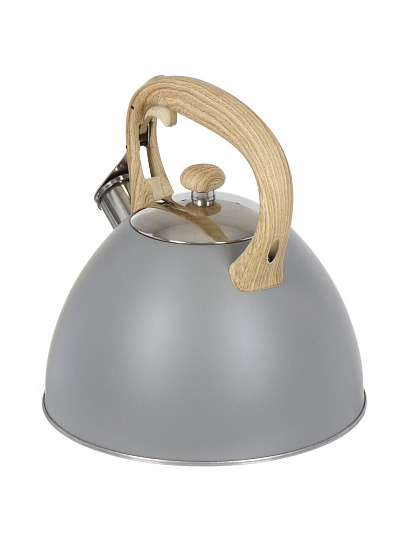 Чайник нержавеющая сталь, 3 л, со свистком, матовый, ручка с силиконовым покрытием, Daniks, индукция, серый, MSY-079G/GS-04075C