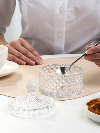 Сахарница 250 мл, стекло, 10х13 см, с крышкой, Шейх, Y4-4875