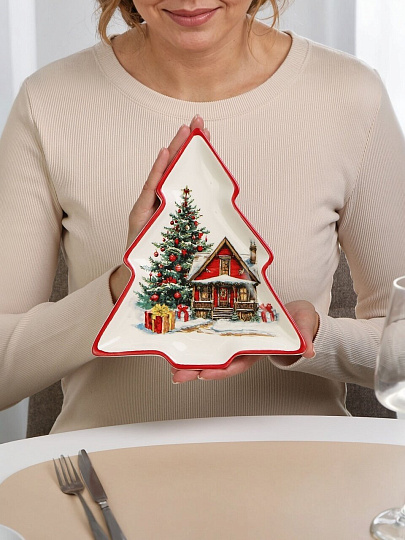 Блюдо доломит, в форме елки, 23х20.2х2.2 см, Уютный дом, Daniks