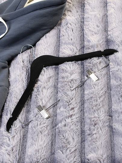 Вешалка-плечики для одежды, 44.5 см, дерево, клипсы, черная, Марья Искусница, LH002BL-CL