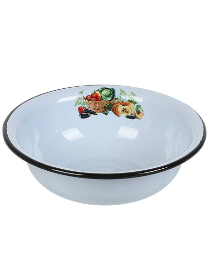 Миска эмалированная сталь, круглая, 8 см, 2 л, Урожай, СтальЭмаль, 1с32с, серо-голубая