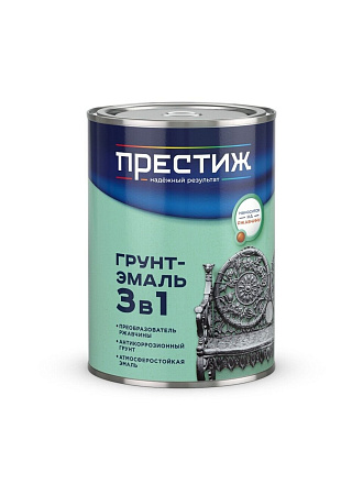 Грунт-эмаль Престиж, Мастер, по ржавчине, быстросохнущая, смоляная, зеленая, 0.9 кг