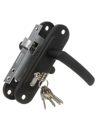 Замок врезной Зенит, ЗВ4-50.02, БП-00013965, ручка в комплекте, цилиндровый, матовый черный