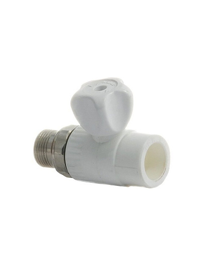 Кран для радиатора прямой, полипропилен, d25х3/4", белый, Kalde