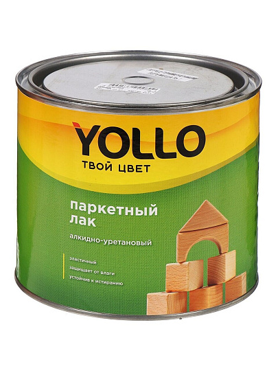 Лак Yollo, паркетный, глянцевый, алкидно-уретановый, для внутренних работ, 1.9 кг