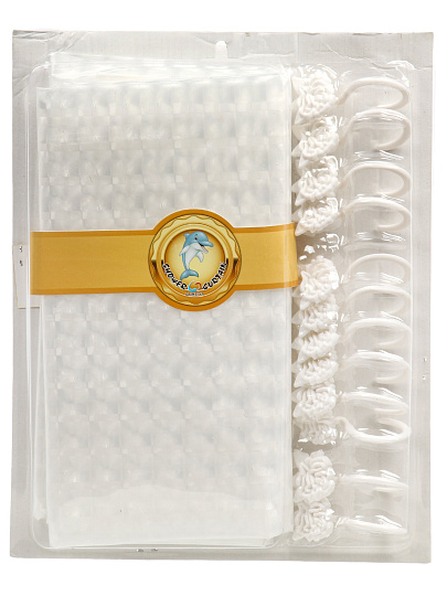 Штора для ванн 180х180 см, PEVA, Белая классика с кольцами, Y4-11135