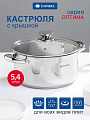 Кастрюля нержавеющая сталь, 5.4 л, крышка стекло, Daniks, Оптима, GS-01201-24CA, индукция