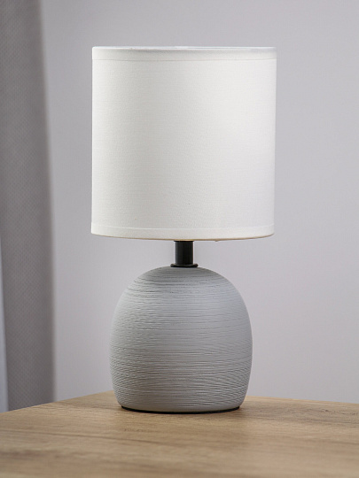 Светильник настольный E14, 40 Вт, серый с черным, абажур белый, Rivoli, Sheron, 7044-501, керамика