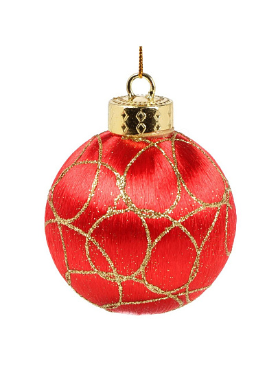 Набор шаров 3 шт, красный с золотом, 8 см, полимер, шелк, Y4-9489