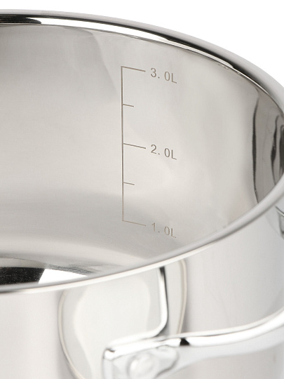 Кастрюля нержавеющая сталь, 3.6 л, крышка стекло, RasheL, R-30-20, индукция