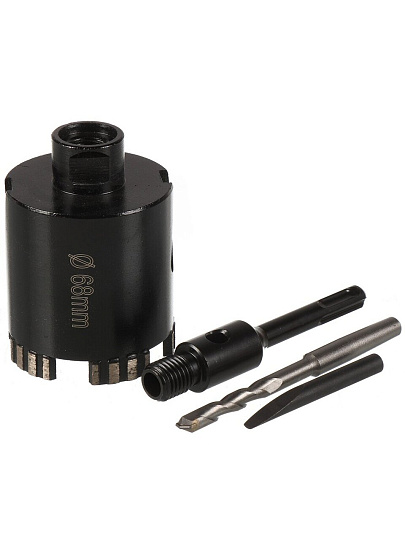 Коронка алмазная, по бетону, 68х70 мм, Росомаха, М16, SDS-Plus, с переходником, 500068