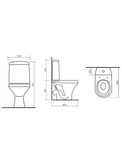 Унитаз-компакт Sanita, Аттика, косой выпуск, сиденье полипропилен, 1 режим