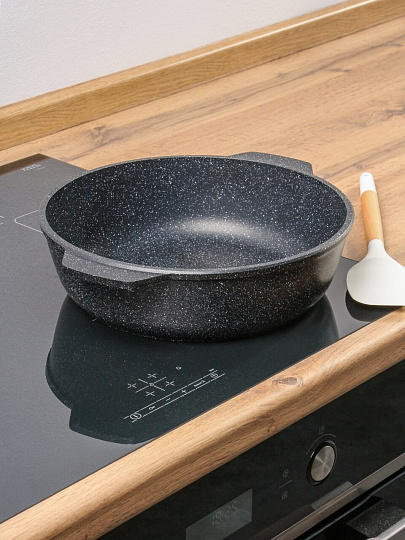 Жаровня алюминий, 26 см, 3 л, антипригарное покрытие, Нева Металл Посуда, Гранит, 6530БК