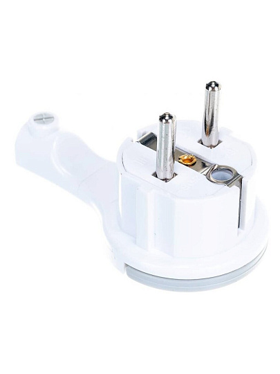 Вилка угловая, с заземлением, 16 А, IP20, 250 В, еврослот, невидимка, белая, UNIVersal, 5566874