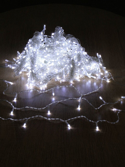 Гирлянда 500 ламп, 4х2.5 м, 8 режимов, Занавес, холодный белый свет, прозрачная, сетевая, Y4-5650