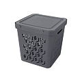 Ящик хозяйственный, 18 л, 28.6х28.6х28.6 см, с крышкой, серый, Бытпласт, Deluxe, 433242711