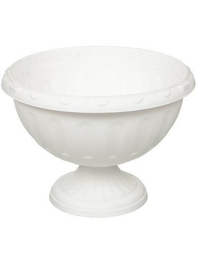 Вазон для цветов пластик, 8 л, d32х23 см, на низкой ножке, белый, Альтернатива, Джулия, М1389