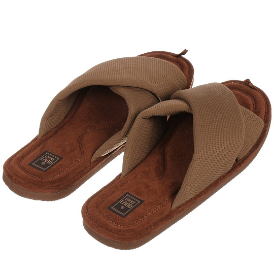 Тапки для мужчин, полиэстер, ЭВА, в ассортименте, р. 43, открытые, Lucky Land, 4971 M-CH-O