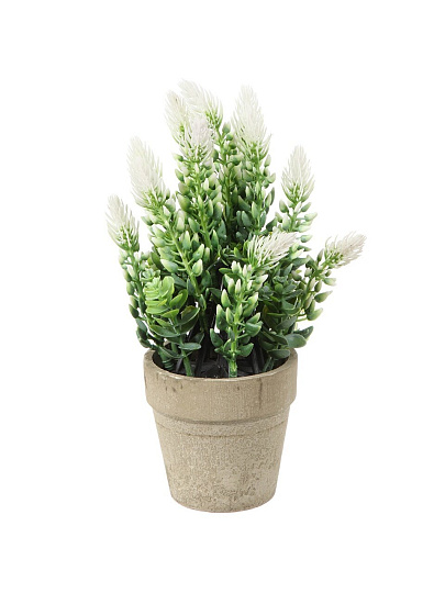 Цветок искусственный декоративный Композиция белых цветов, в кашпо, 22х5.5 см, A300098