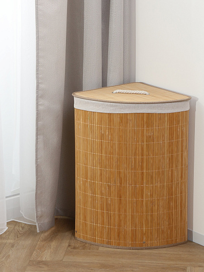 Корзина 35х35х60 см, угловая, плетеная, с крышкой, Y4-9640