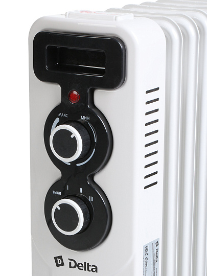 Радиатор масляный Delta, 9 секций, напольный, 2 кВт, 20 м2, светло-серый, D11-9