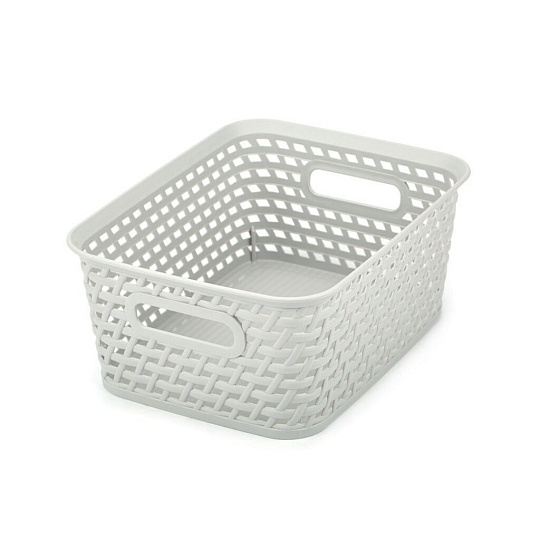 Корзина для хранения, 26х20х11 см, плетеная, пластик, серая, Curver, My Style, 196860