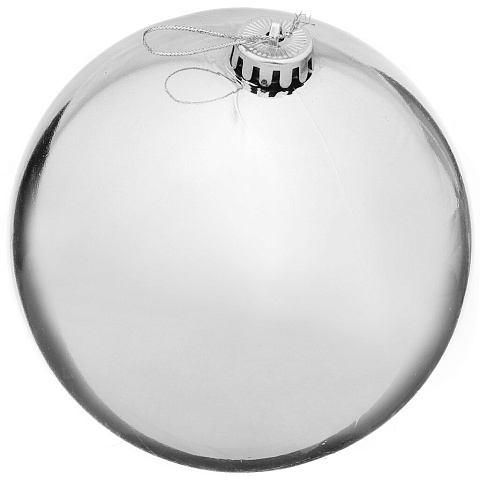 Елочный шар серебро, 15 см, пластик, JC-5522