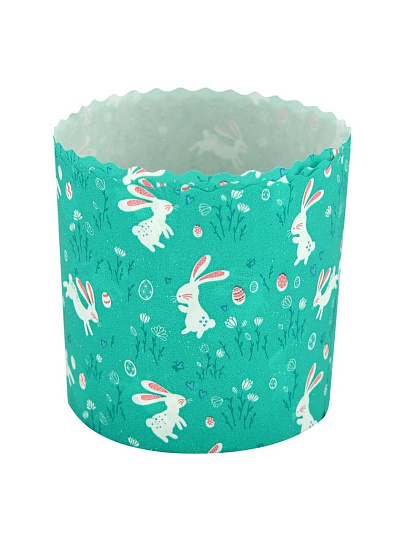 Форма для выпечки куличей бумага, 3 шт, 9х9 см, круглая, пасхальные, Мультидом, Кролики, МТ8-238