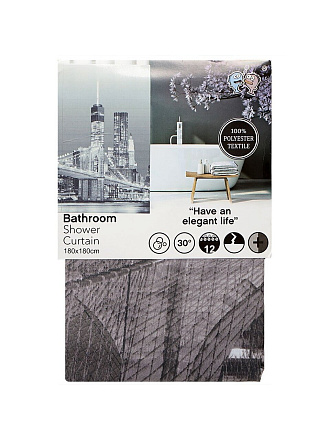Штора для ванн 180х180 см, полиэстер, Ночной город, Y3-810