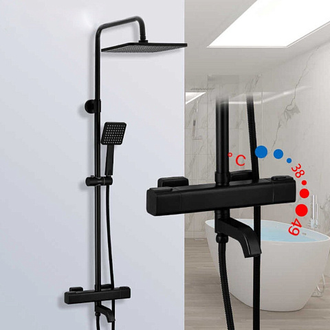 Душевая система для ванны, Gappo, термостатическая, черная, G2491-6
