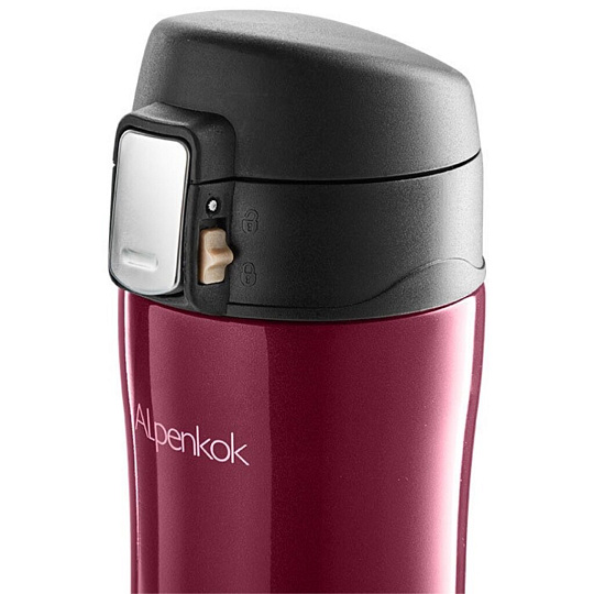 Термокружка нержавеющая сталь, 0.38 л, Alpenkok, колба нержавеющая сталь, бордовая, AK-04041A